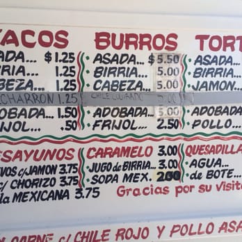 Taqueria El Rapido - simple menu - Mexican Near Me - Tucson, Arizona