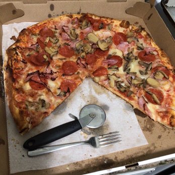 Mario's Pizza - 12/09/20 - pepperoni, ham, onions, and mushrooms. 16 inch pizza and price $22.00 - Pizza Near Me - Newark, Delaware