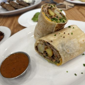Heist Restaurant - A slinger burrito with chicken sausage and potato - Coffee & Tea Near Me - San Francisco, California Heist Restaurant - A slinger burrito with chicken sausage and potato - Coffee & Tea Near Me - San Francisco, California