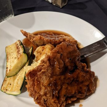 AJ's Old Town Steakhouse - Chicken fried filet with mashed potatoes and zuchinni - Steakhouses Near Me - Homer, Alaska