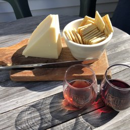 Wine, cheese & crackers. Wine, cheese & crackers.