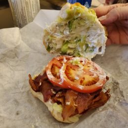 BLT biscuit with extra bacon and tomatoes with heavy mayo. BLT biscuit with extra bacon and tomatoes with heavy mayo.
