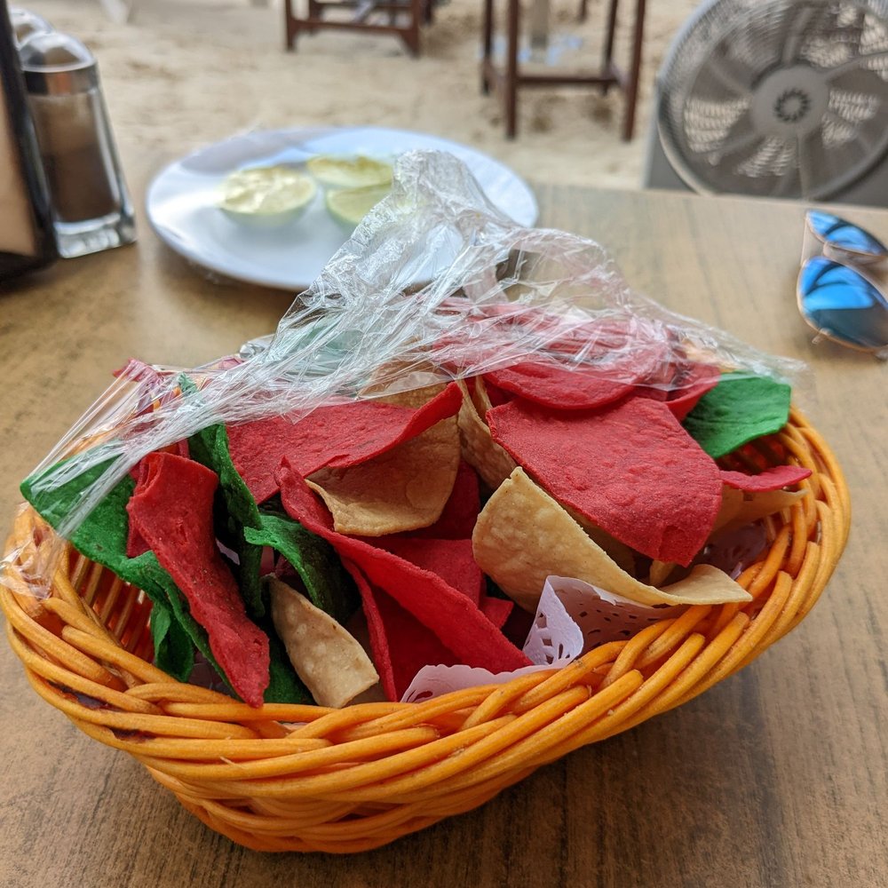 Guac with chips on the house