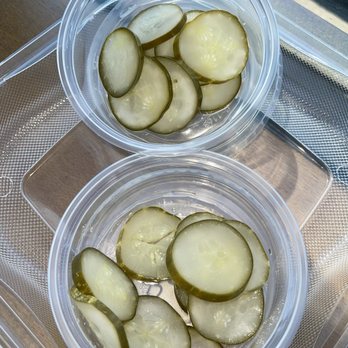 It's Different BBQ Company - 03.27.2026:  Top: House Pickles Bottom: Spicy Pickles - Barbeque Near Me - Buford, Georgia