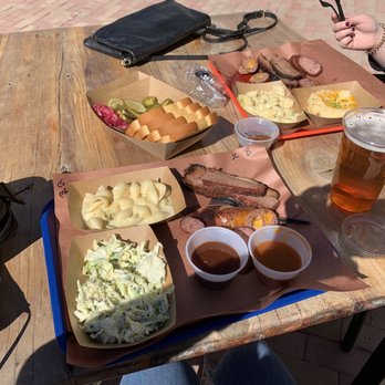 Brick Vault Brewery and Barbeque - We ordered way too much food! These are the 2 meat + 2 side plates - Barbeque Near Me - Marathon, Texas Brick Vault Brewery and Barbeque - We ordered way too much food! These are the 2 meat + 2 side plates - Barbeque Near Me - Marathon, Texas