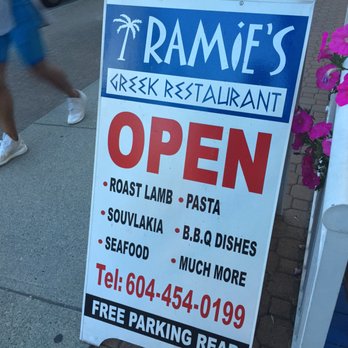 Ramies Greek Restaurant - Sandwich board outside~ - Greek Near Me - Burnaby, British Columbia