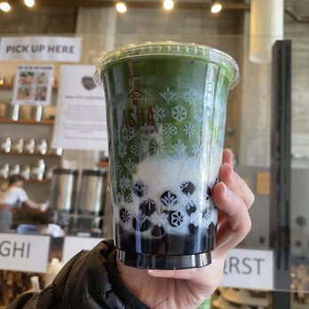 Asha Tea House - Matcha Latte (Iced) sub almond milk, with Boba - Tea Rooms Near Me - Berkeley, California Asha Tea House - Matcha Latte (Iced) sub almond milk, with Boba - Tea Rooms Near Me - Berkeley, California