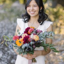 Blue Blossoms - Caitlin's natural, fall-inspired bridal bouquet at the Santa Barbara Botanic Gardens
