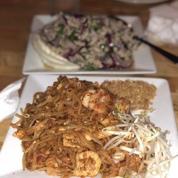 Mint Thai Kitchen - Pad Thai (below) and pork larb (above) - Thai Near Me - Houston, Texas Mint Thai Kitchen - Pad Thai (below) and pork larb (above) - Thai Near Me - Houston, Texas