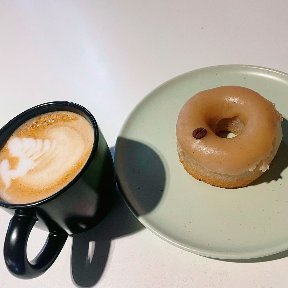 Communal Cafe - Flat White; Cardamon Coffee Donut - Cafes Near Me - Nevada City, California