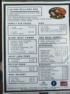 Menu photo 6 Arlene Williams BBQ Pensacola, FL