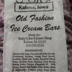 Yotty’s Ice Cream Shop - This is the ingredients on each bar!! What is "Alhall"??