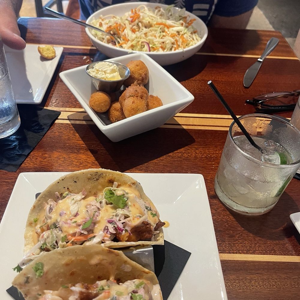 1229 Shine - bang bang grouper taco's, Spicy margaritas, Asian slaw, hush puppies. - Seafood Near Me - Myrtle Beach, South Carolina 1229 Shine - bang bang grouper taco's, Spicy margaritas, Asian slaw, hush puppies. - Seafood Near Me - Myrtle Beach, South Carolina