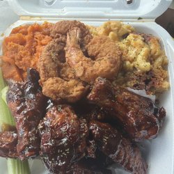 Kitchen At Bala - BBQ Jerk Wings , fried shrimp , yams Mac & Cheese