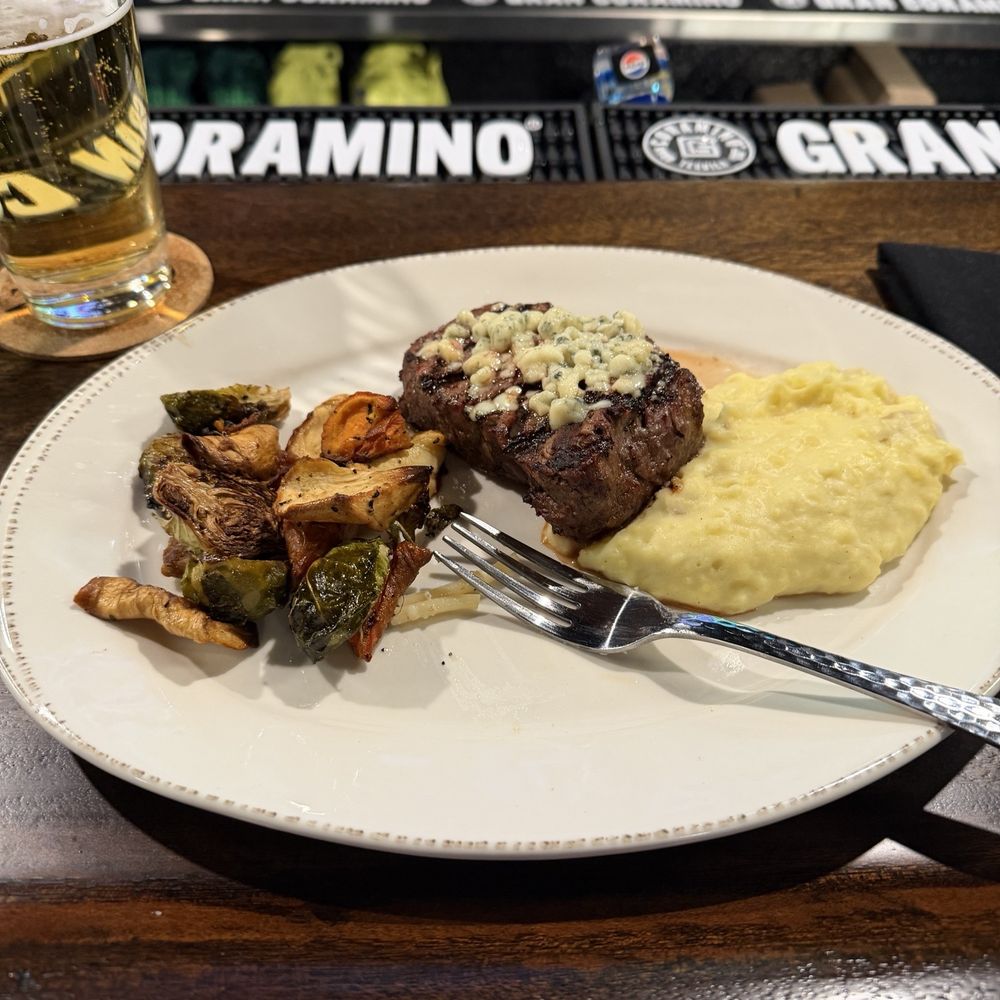 Loretto Chophouse - Large filet with roasted vegetables and mashed. - Steakhouses Near Me - Loretto, Minnesota