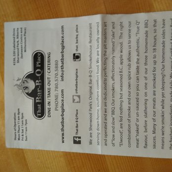 That BBQ Place - A menu for That Bar-B-Q Place - Sandwiches Near Me - Sherwood Park, Alberta
