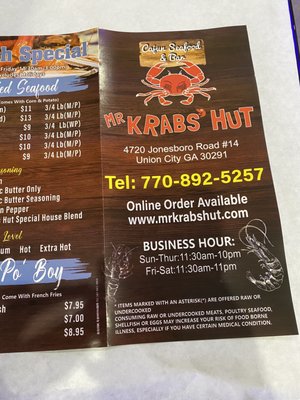 Menu photo 7 Mr Krabs Hut Union City, GA