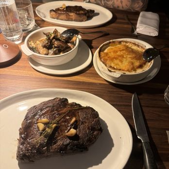 Marbled & Fin - Ny strip, mushrooms, au gratin potatoes, and closest wet aged ribeye - Seafood Near Me - Charleston, South Carolina Marbled & Fin - Ny strip, mushrooms, au gratin potatoes, and closest wet aged ribeye - Seafood Near Me - Charleston, South Carolina
