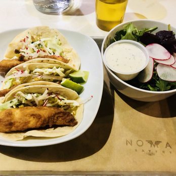 Nomad Eatery - Fish tacos and side salad! AMAZING! - New American Near Me - South Jordan, Utah Nomad Eatery - Fish tacos and side salad! AMAZING! - New American Near Me - South Jordan, Utah