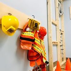 The Pearl Hummingbird - Safety gear found in our Under Construction room.