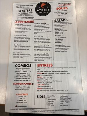 Menu photo 1 Atkins Seafood Waxahachie, TX
