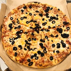Domino's Pizza - Large pineapple and black olive with hand tossed crust!