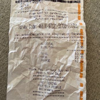Burger King - The receipt! - Burgers Near Me - Everett, Washington Burger King - The receipt! - Burgers Near Me - Everett, Washington