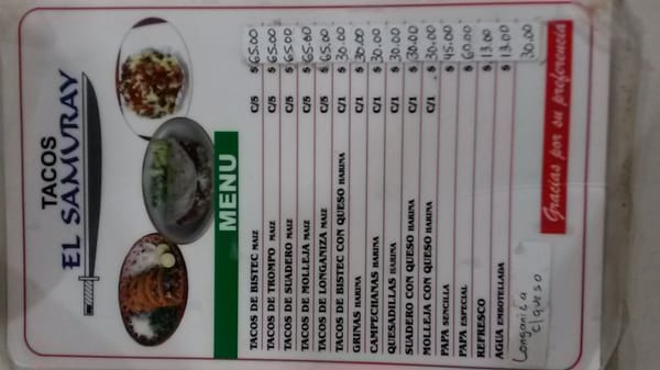 Menu photo 1 Taqueria El Samuray Monterrey, NLE