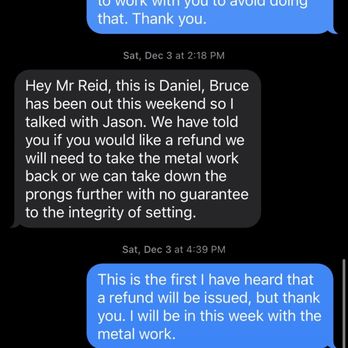Coffrin Diamond Jewelers - Unprofessional text message from Coffrin thanking me for my negative review. - Jewelry Near Me - Sarasota, Florida