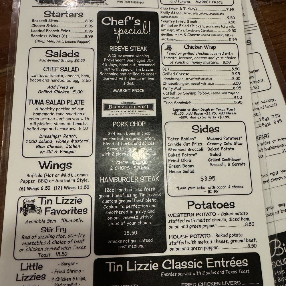 Tin Lizzie Cafe - Menu - Southern Near Me - West Point, Mississippi Tin Lizzie Cafe - Menu - Southern Near Me - West Point, Mississippi