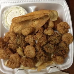 Shelley's Seafood - Seafood platter- Fried flounder, oysters and shrimp w/fries