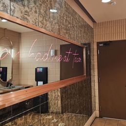 Inside Women's bathroom, a cute "You had me at taco" mirror sign.