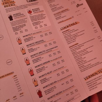 Moritz - Drink menu - Seafood Near Me - Barcelona, B