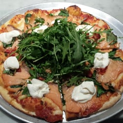 Mr Smoke Stack - Wood fired Salmon pizza. Yummo