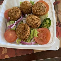 Falafel (half a dozen less the one I'd already taken)! Falafel (half a dozen less the one I'd already taken)!