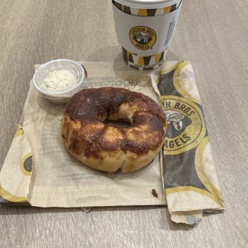 Einstein Bros. Bagels - Cinnamon Sugar Bagel with Honey Almond Shmear. - Coffee & Tea Near Me - Denver, Colorado