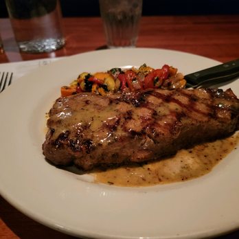Aunt Maude's - NY Strip Loin with summer vegetables - New American Near Me - Ames, Iowa