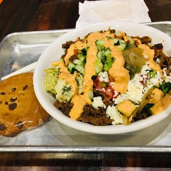 mezeh - Rice w/Chicken & Steak Shawarma, Turkish Salad, Cilantro/Spicy Hummus, Feta Dip, Crumbled Feta, Roasted Veggies, Cucumbers, & Harissa Sauce - Mediterranean Near Me - Gaithersburg, Maryland mezeh - Rice w/Chicken & Steak Shawarma, Turkish Salad, Cilantro/Spicy Hummus, Feta Dip, Crumbled Feta, Roasted Veggies, Cucumbers, & Harissa Sauce - Mediterranean Near Me - Gaithersburg, Maryland