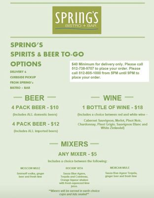 Menu photo 2 Spring's Bistro + Bar San Marcos, TX Menu photo 2 Spring's Bistro + Bar San Marcos, TX