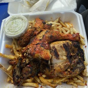 Photo of Dino's Chicken and Burgers - Los Angeles, CA, United States. Grilled 1/2 Chicken , French Fries , Coleslaw &amp; Tortillas