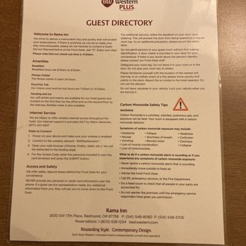 Best Western Plus Rama Inn - It's taped to the work desk as though I'd want to steal this - Hotels Near Me - Redmond, Oregon Best Western Plus Rama Inn - It's taped to the work desk as though I'd want to steal this - Hotels Near Me - Redmond, Oregon