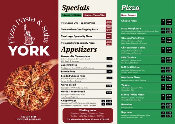 Menu photo 7 York Pizza Mesa, AZ