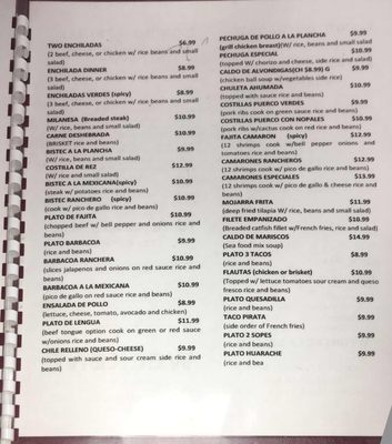 Menu photo 2 Angelica's Mexican Restaurant Dallas, TX