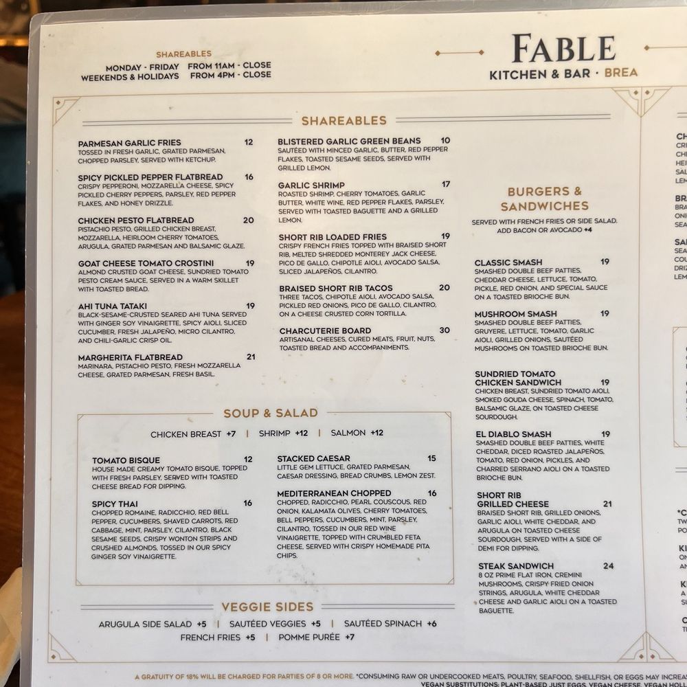 Current Menu Current Menu