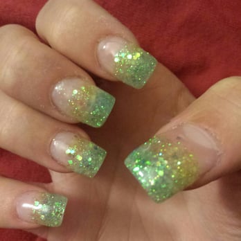 Luv's Nails - In love with my new nails! This was a mixture of blue and green glitter with a gel finish! - Nail Salons Near Me - Las Vegas, Nevada