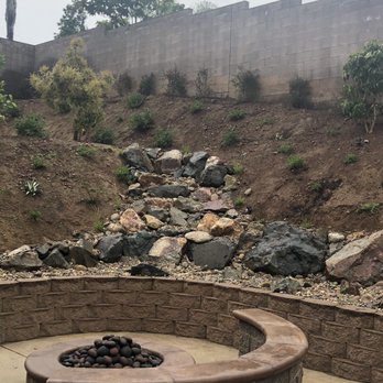 Elite Landcare - Completed dry rock creek with newly planted plants - Landscaping Near Me Elite Landcare - Completed dry rock creek with newly planted plants - Landscaping Near Me