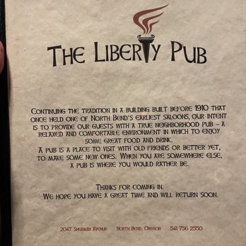 The Liberty Pub - Menu - Pizza Near Me - North Bend, Oregon