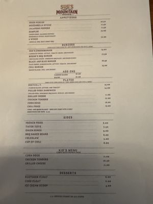 Menu photo 2 Sug’s Mountain House Badger, CA