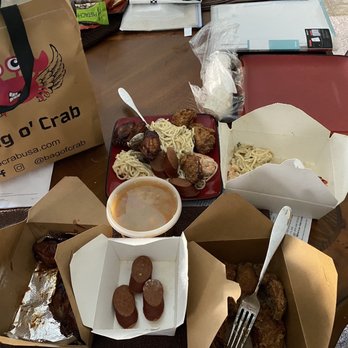 Bag O' Crab - Bag O' Crab  Louisiana Sausage (6 slices) Seafood Spaghetti Gumbo Soup Lemon Pepper Wings Cajun Wings - Seafood Near Me - Merced, California