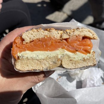 The Bagel House - Wheat everything bagel with avocado cream cheese and lox. - Bagels Near Me - Brooklyn, New York The Bagel House - Wheat everything bagel with avocado cream cheese and lox. - Bagels Near Me - Brooklyn, New York